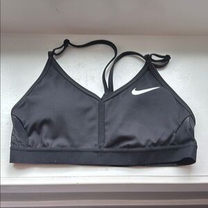 Nike Women's Black Sports Bra with White Logo Medium
